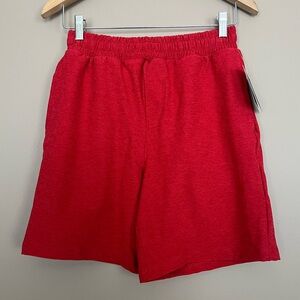 {Beyond Yoga} Take It Easy Sweat Shorts in Bright Crimson Heath - Mens XS - NWT